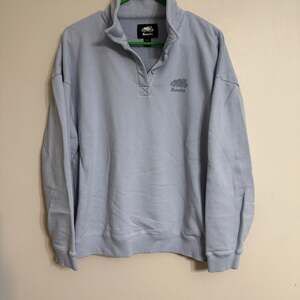 Roots Collar 1/4 Zip Pullover Canada Blue Grey Collar Sweatshirt